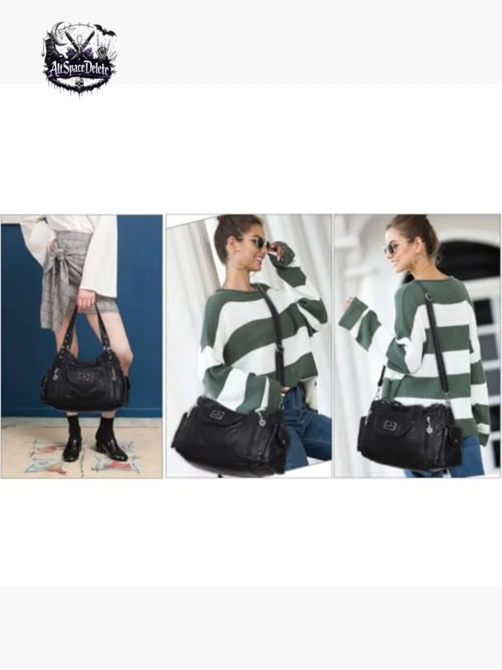 Large Hobo Tote Shoulder Bag Faux Leather Multi-Pocket Satchel Purse - Picture 2 of 7